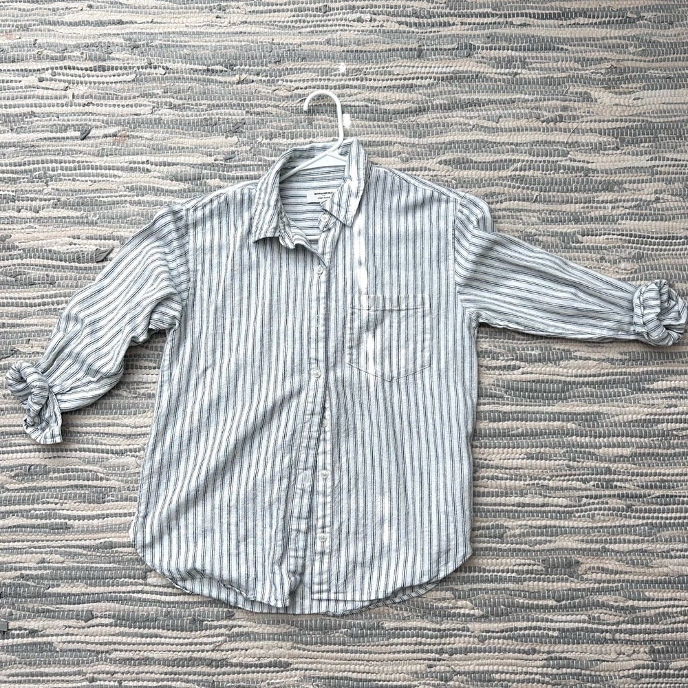 Banana Republic Linen Blend Shirt with Black Stripes